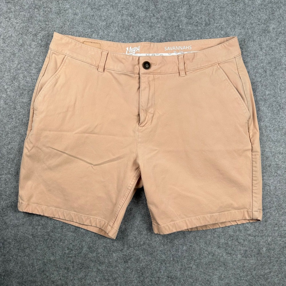 Mugsy Savannahs Chino Shorts Mens 36 Peach 7in Inseam Stretch K6CNPC